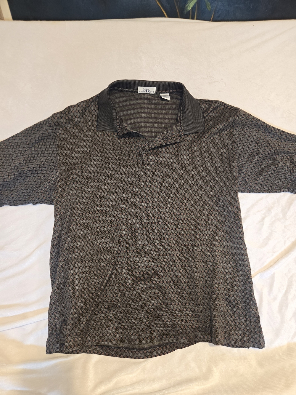 Louis Roth Classic Men's Black Patterned Polo Shirt Brown/grey